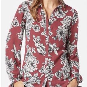 JustFab Brand New Floral Long Sleeve Blouse